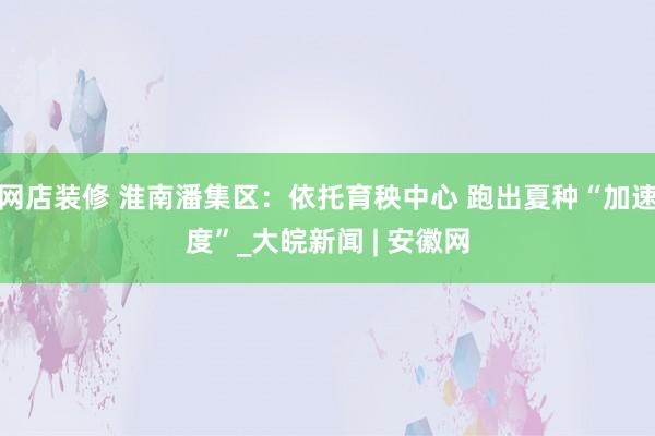 网店装修 淮南潘集区：依托育秧中心 跑出夏种“加速度”_大皖新闻 | 安徽网