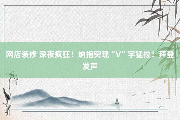 网店装修 深夜疯狂！纳指突现“V”字猛拉！拜登发声