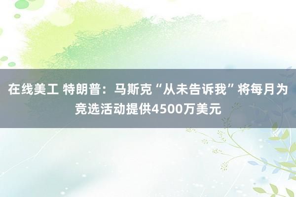 在线美工 特朗普：马斯克“从未告诉我”将每月为竞选活动提供4500万美元