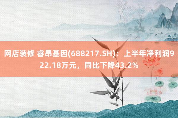 网店装修 睿昂基因(688217.SH)：上半年净利润922.18万元，同比下降43.2%