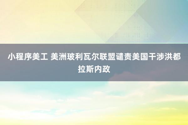 小程序美工 美洲玻利瓦尔联盟谴责美国干涉洪都拉斯内政